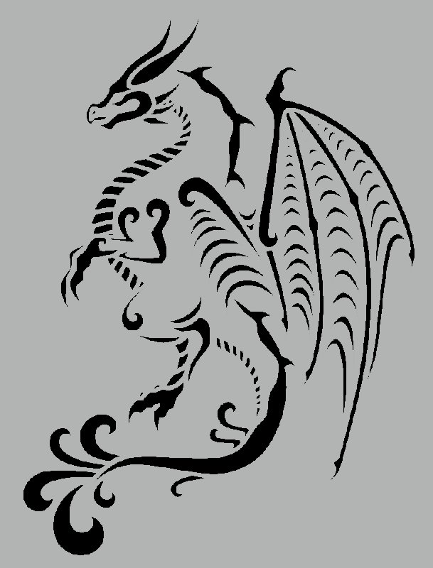 Трафарет дракона для вырезания