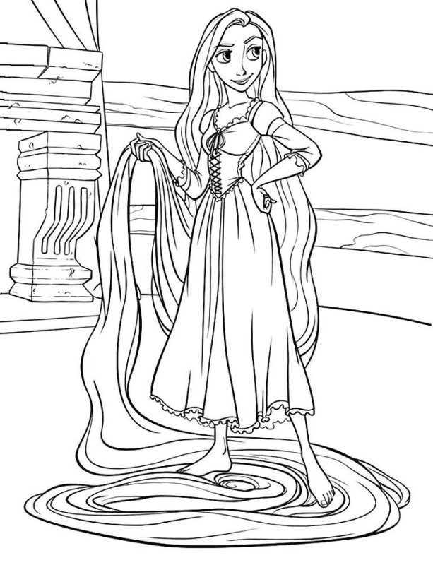 Разукрашка принцесса Рапунцель