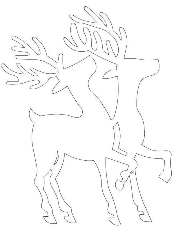 Новогодний олень трафарет