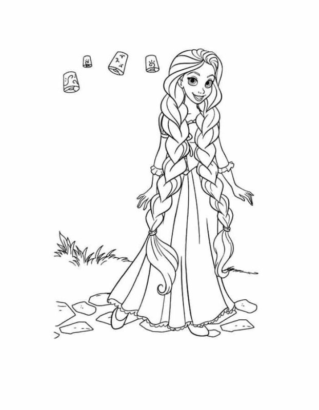 Раскраски Дисней принцесса Рапунцель печать