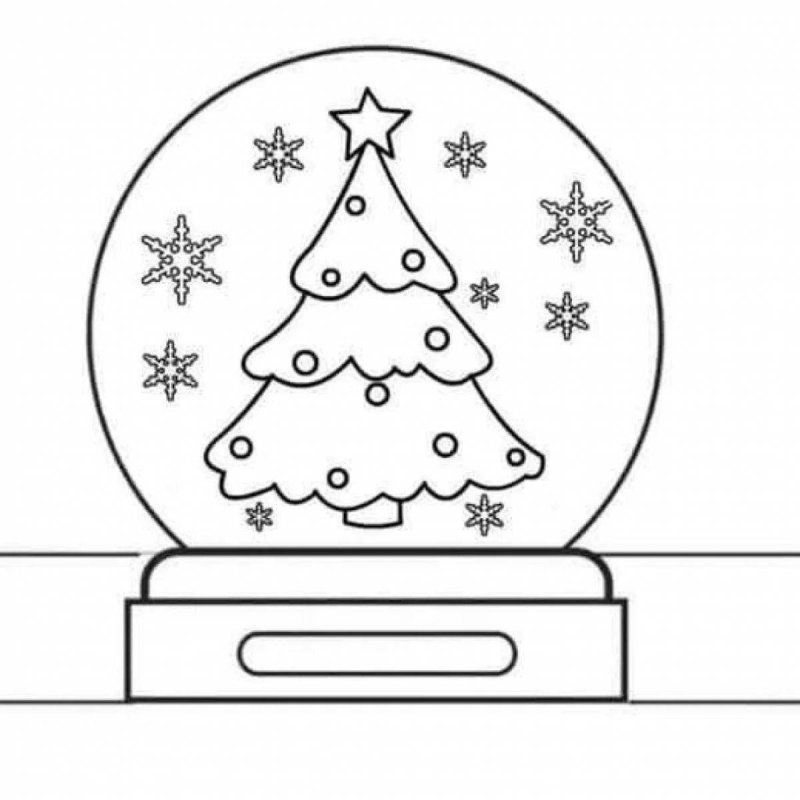 Раскраска новогодний шар со снегом