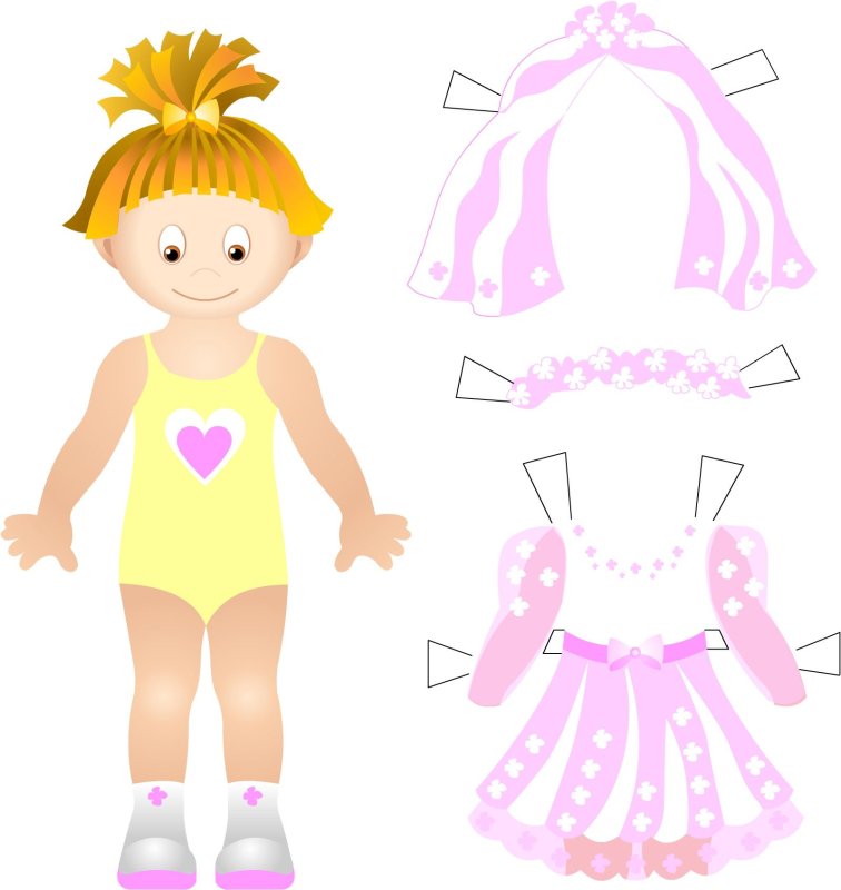 Бумажная кукла пупс с одеждой