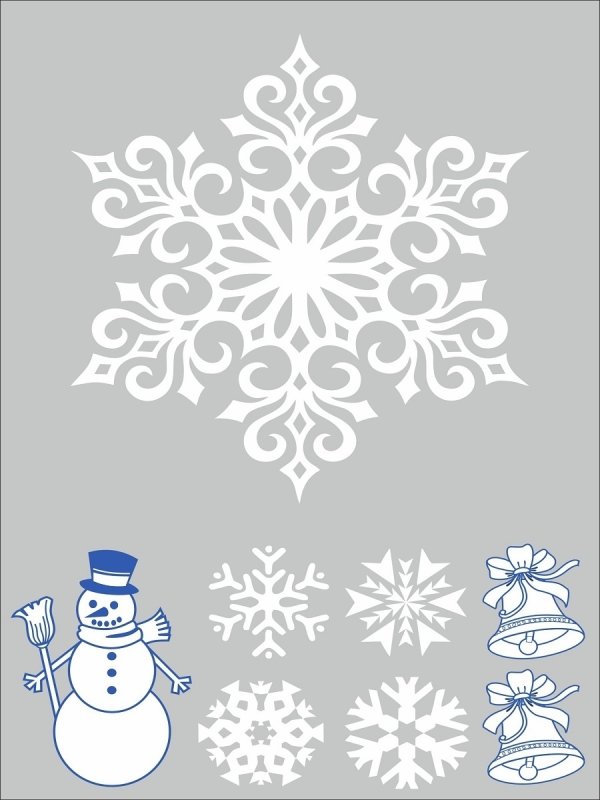 Узоры из снежинок на окне из бумаги