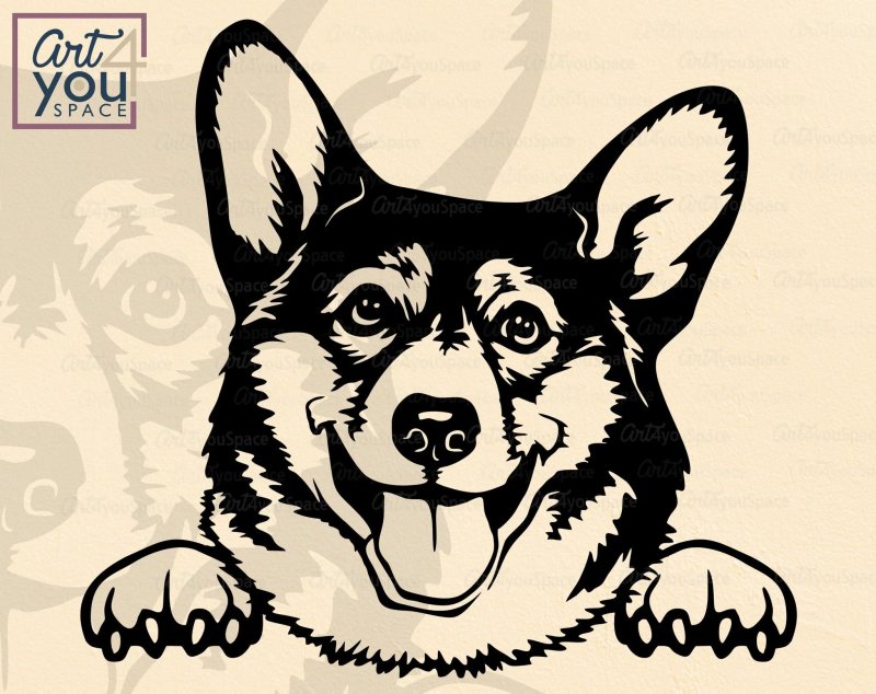 Силуэт корги морда