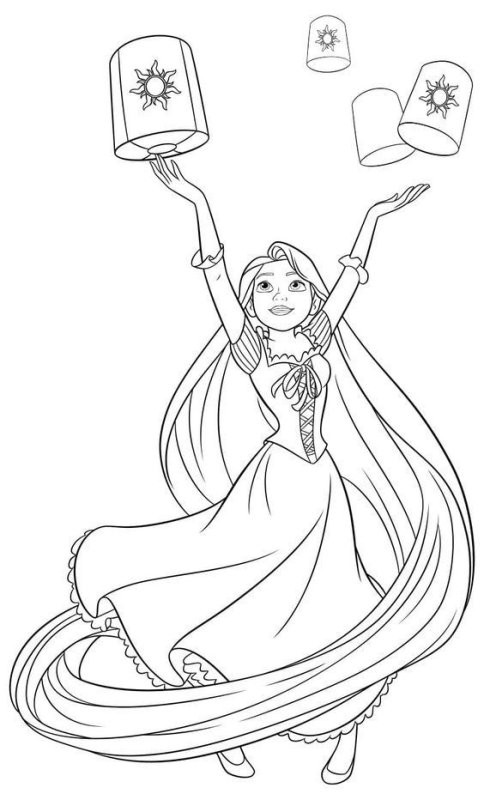 Раскраски для девочек Дисней Рапунцель