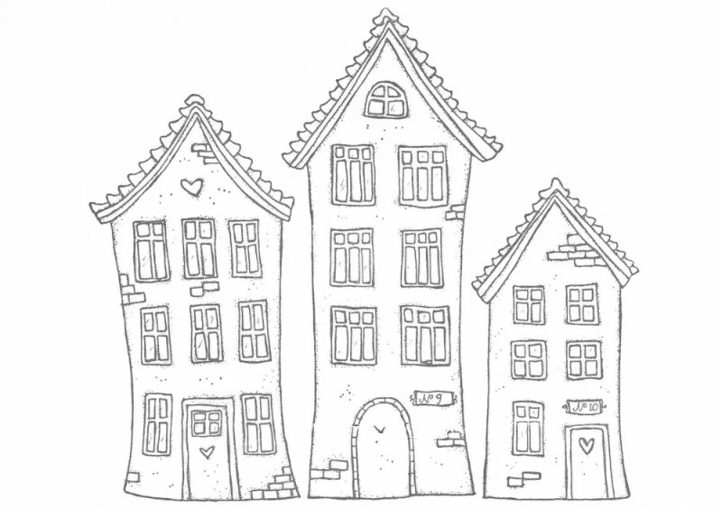 Раскраска. Домики