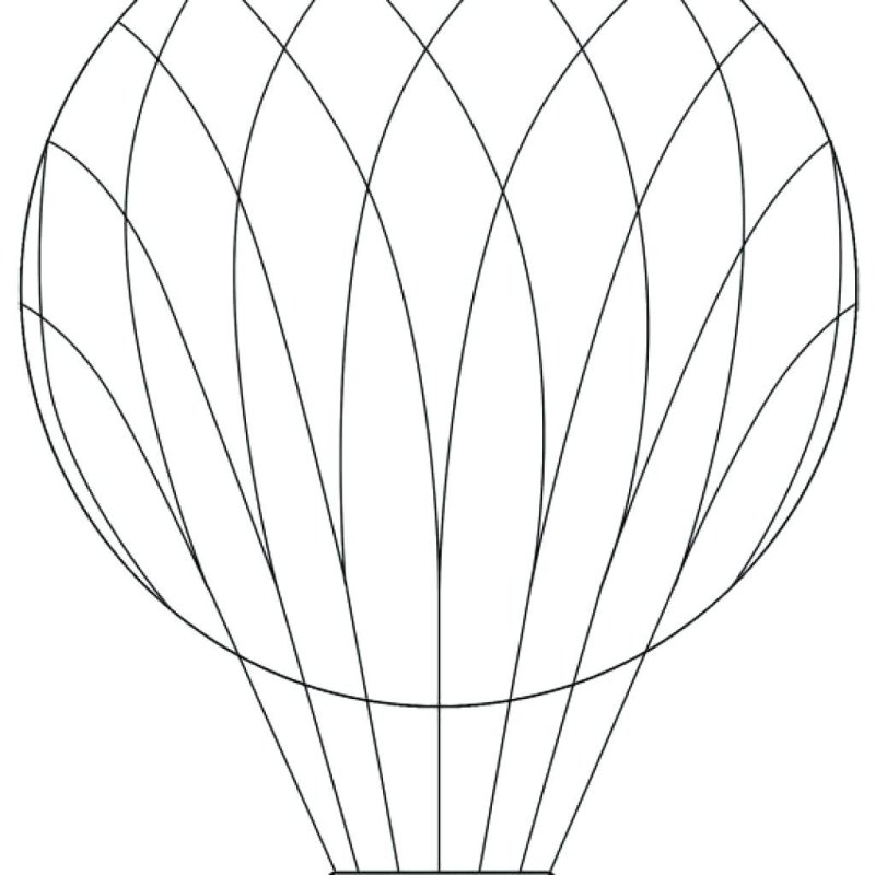 Воздушный шар с корзиной трафарет