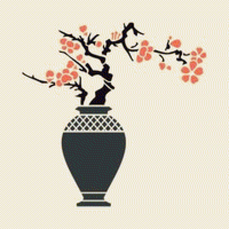 Японская ваза с цветами