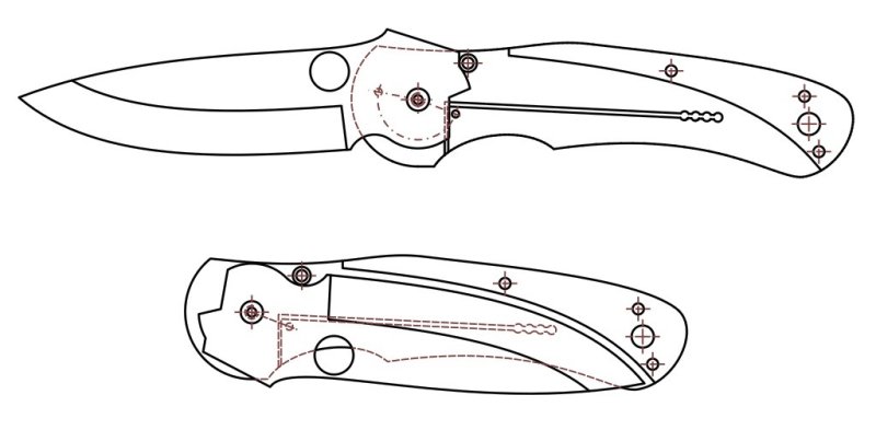 Складной нож Спайдерко чертеж