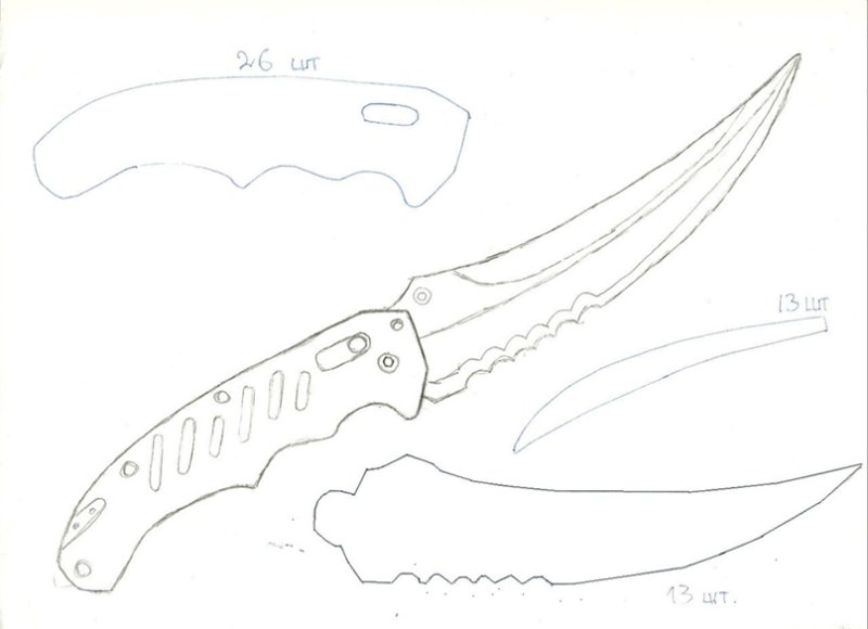 Нож Flip Knife из Standoff 2 чертеж