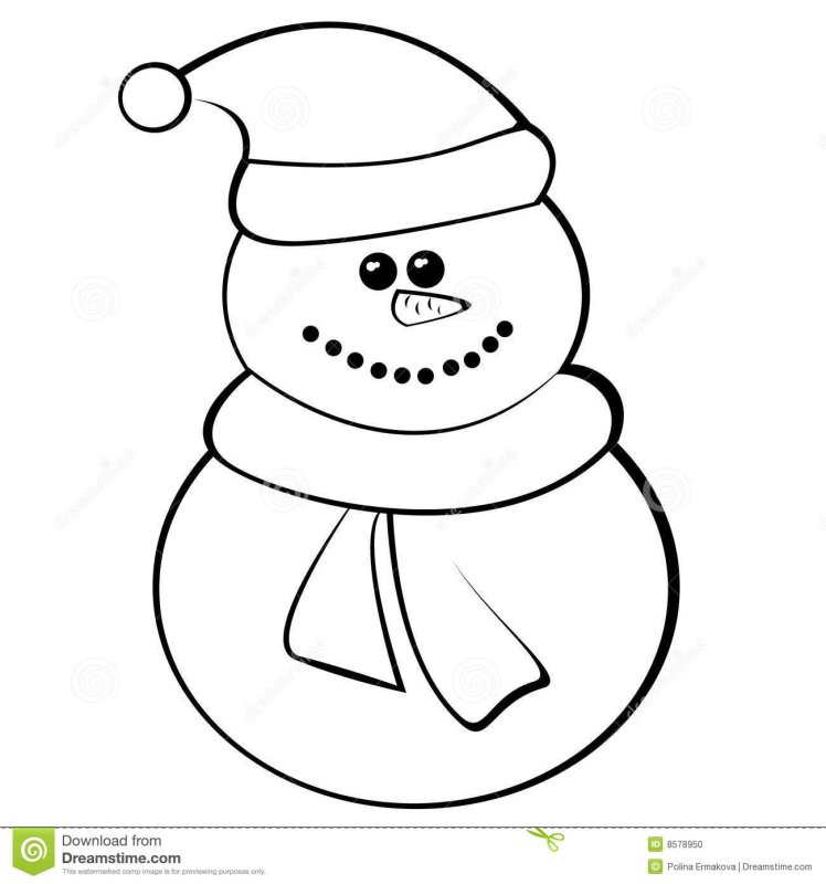 Новогодние раскраски для самых маленьких Снеговик