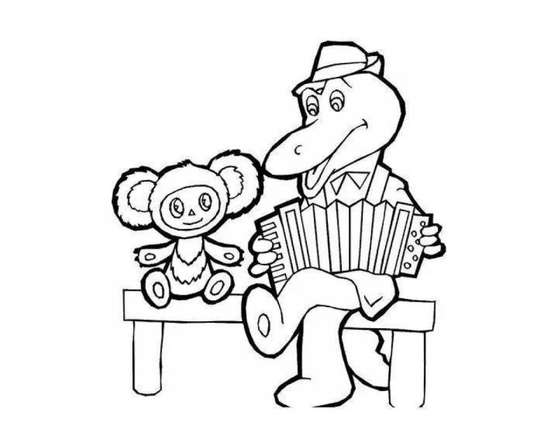 Раскраска крокодила гены и Чебурашки