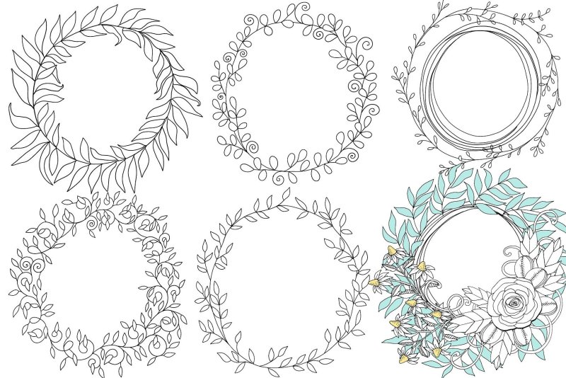 Раскраска венок из цветов
