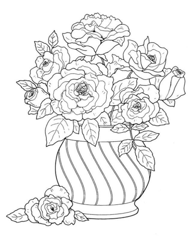 Ваза с цветами рисунок для срисовки