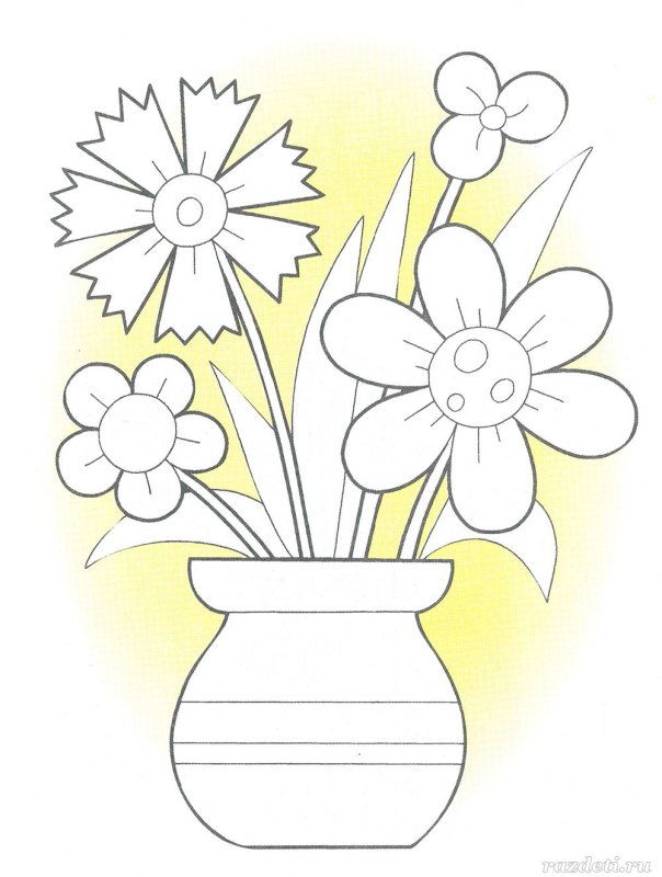Ваза с цветами рисунок для детей