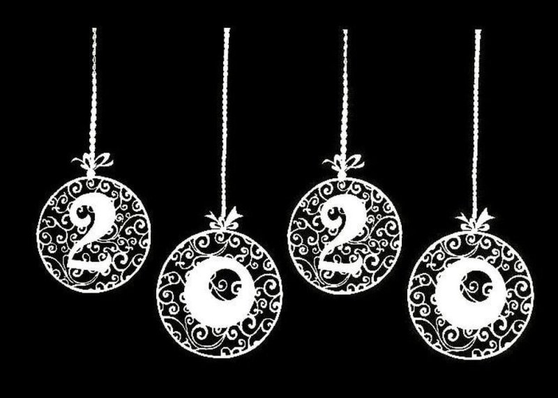 Вытынанка новогодние шары с цифрами