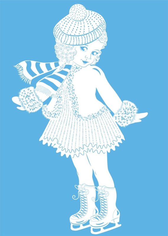 Снегурочка на коньках вытынанки