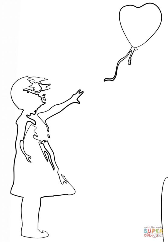 Девочка с шариками рисунок