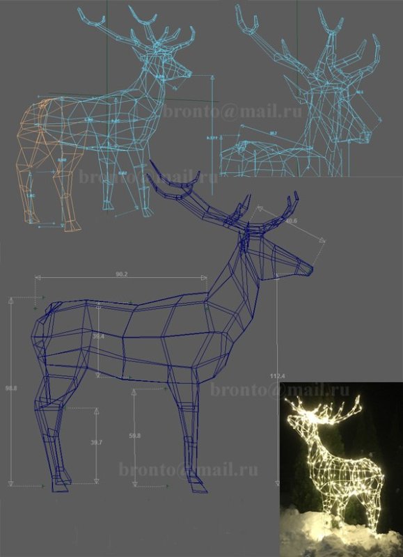 Новогодний олень из проволоки чертёж