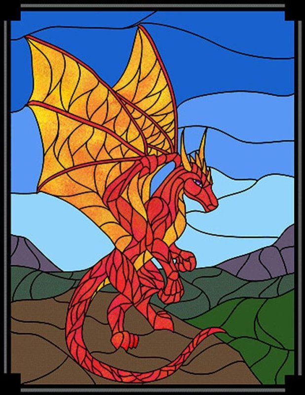 Витраж дракон легкий