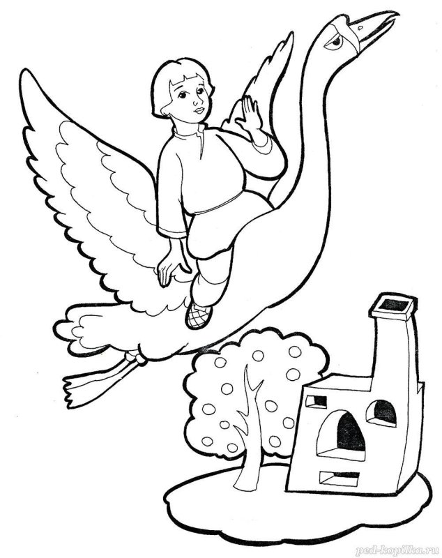 Лебедь раскраска