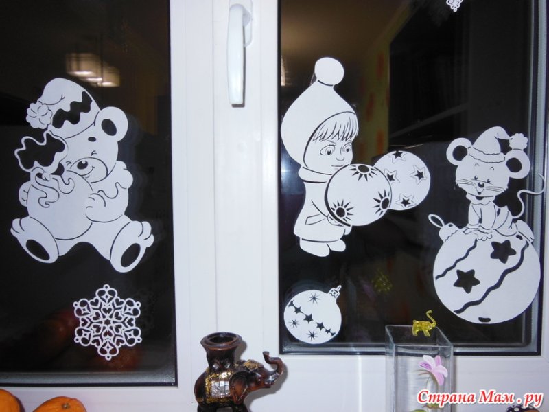 Мишки на окна к новому году