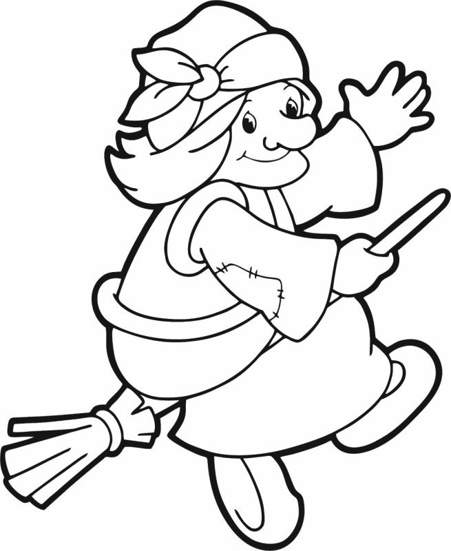 Раскраска баба Яга для детей