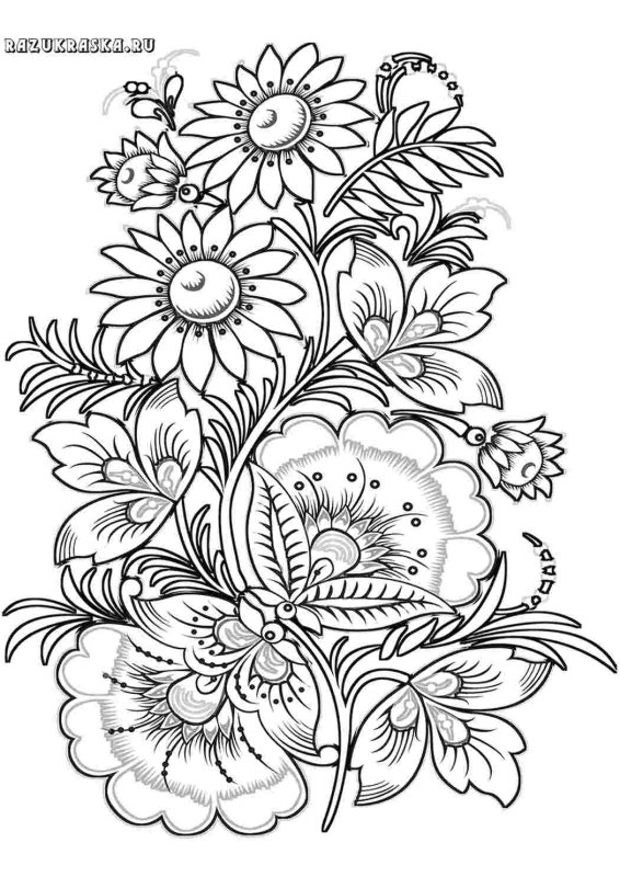 Раскраска "Хохломская роспись"