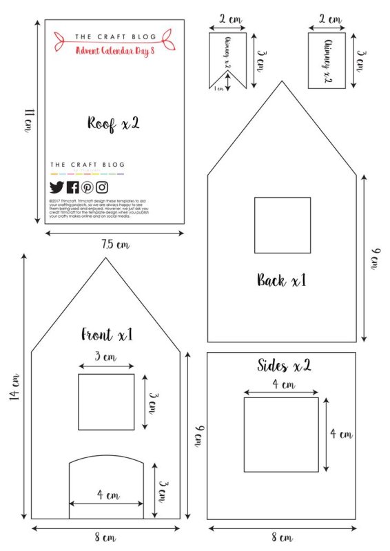 Пряничный домик трафарет для выпечки с размерами