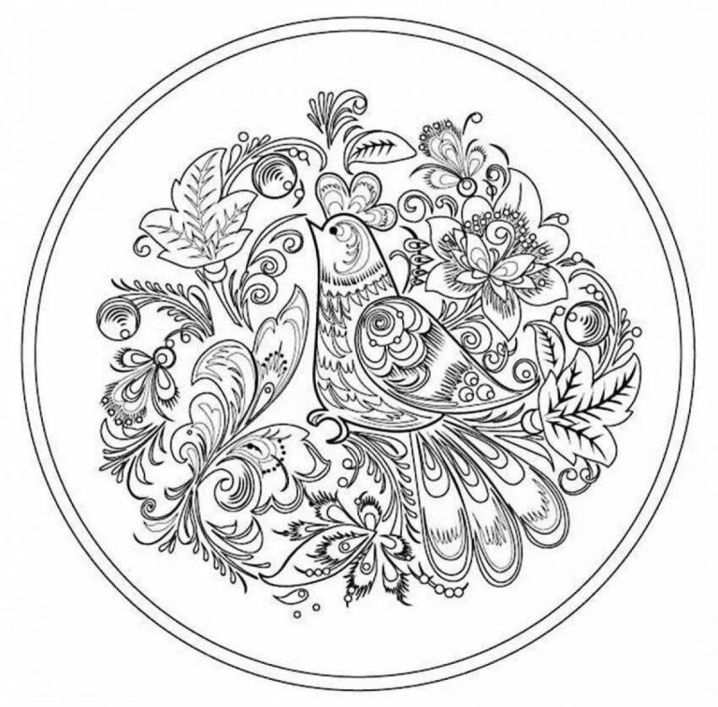 Роспись тарелки Хохлома