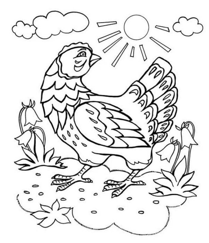 Курочка Ряба раскраска для детей