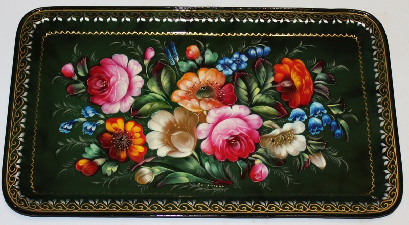 Жостовский поднос прямоугольный