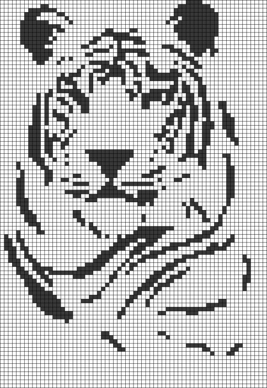 Монохромная вышивка тигр