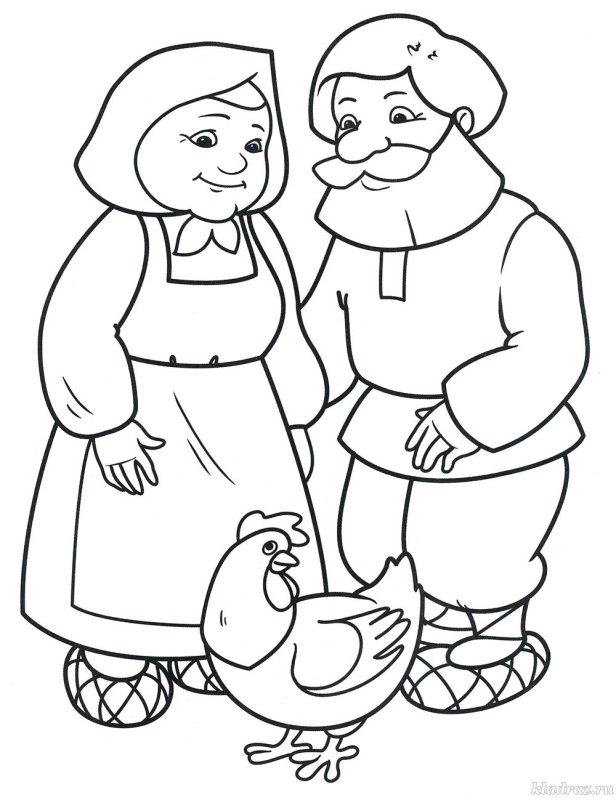 Сказка Курочка Ряба раскраска
