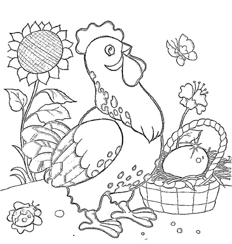 Сказка Курочка Ряба раскраска