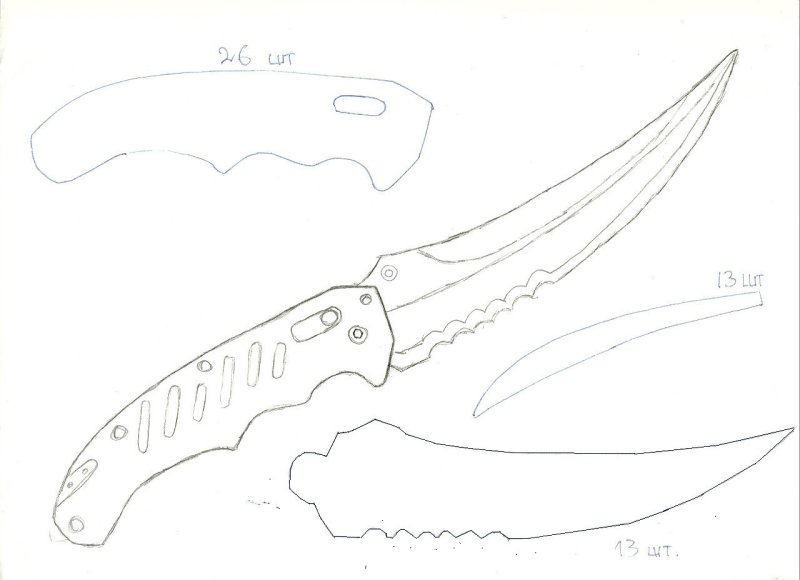 Нож Flip Knife из Standoff 2 чертеж