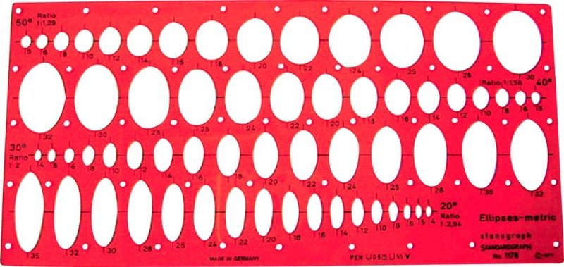 Линейка с эллипсами для черчения