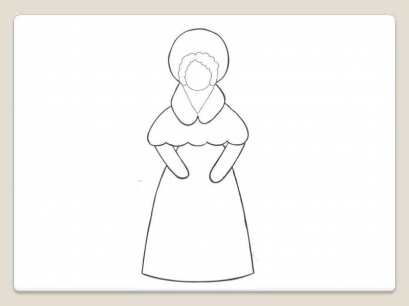 Дымковская барышня контур