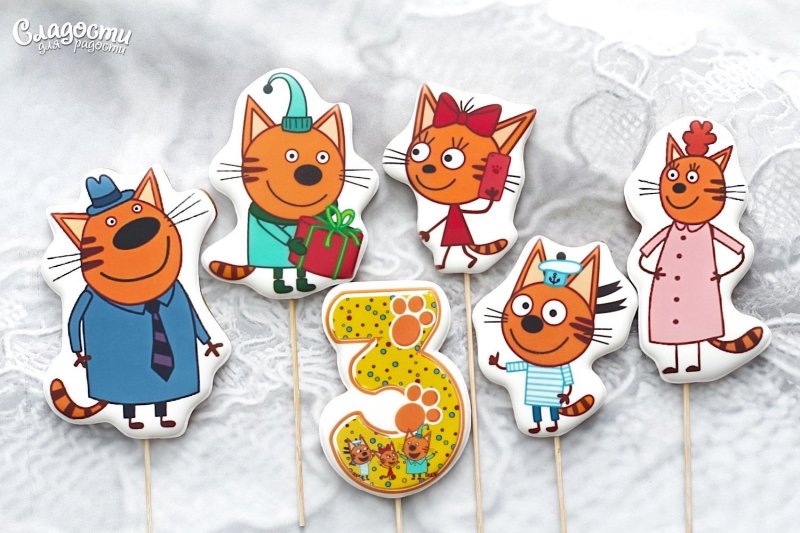 Три кота топперы на торт