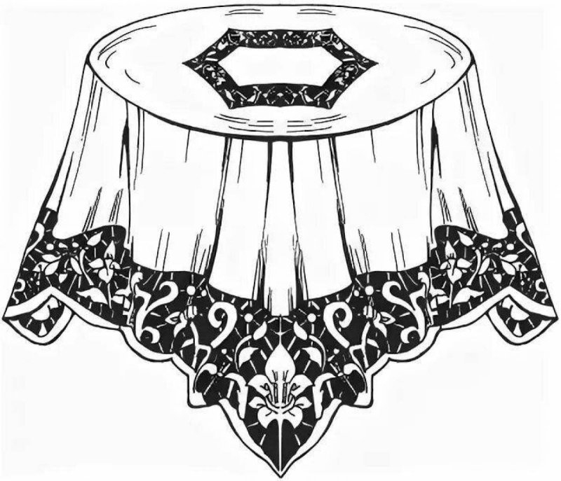 Раскраска стол со скатертью