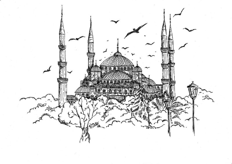 Мечеть Султанахмет рисунок