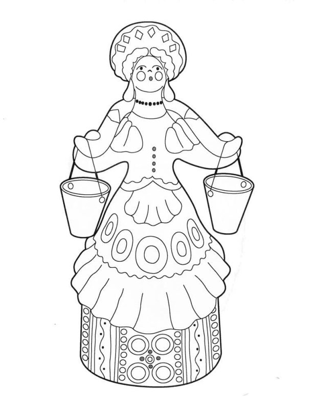 Дымковская роспись Водоноска