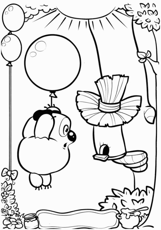 Раскраска Винни пух и Пятачок