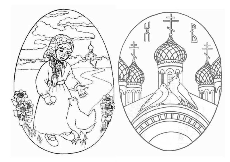 Пасхальные картинки раскраски