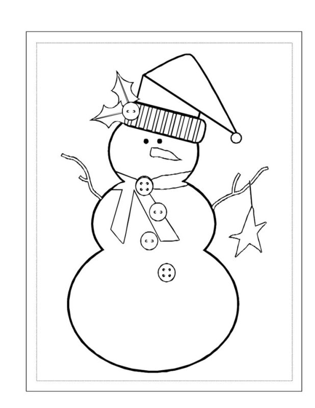 Снеговик трафарет
