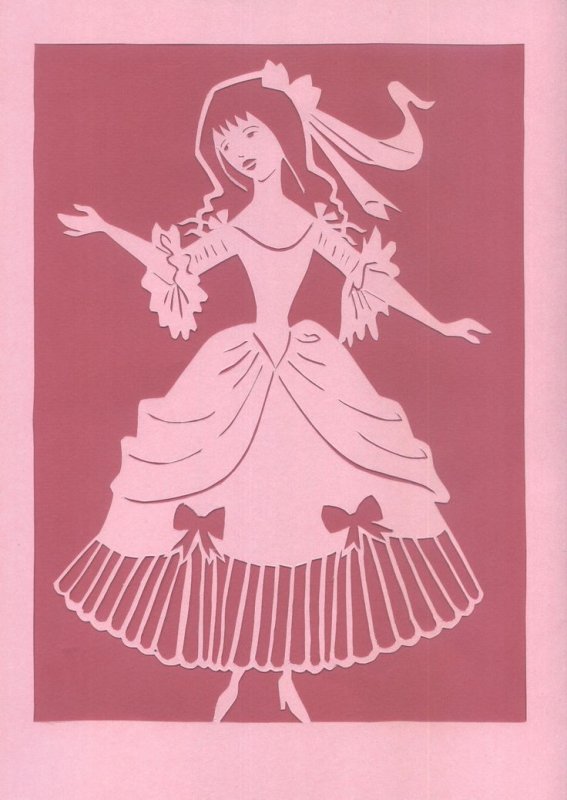 Вытынанка девушка в платье