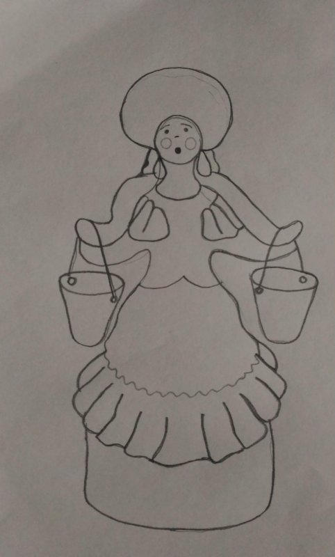 Барышня Водоноска Дымковская роспись