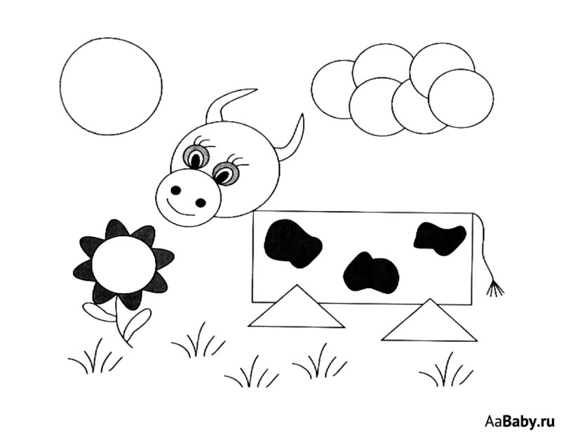 Животные из геометрических фигур для детей