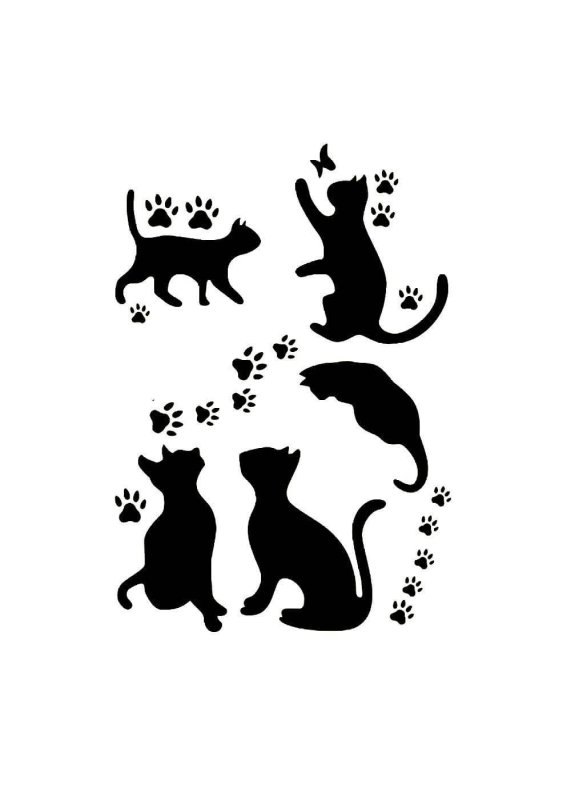 Силуэты кошек на стену