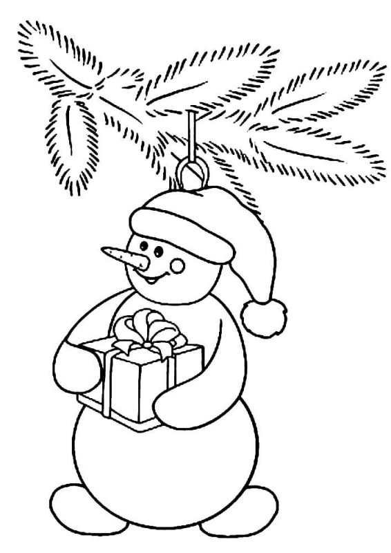 Снеговик раскраска для детей
